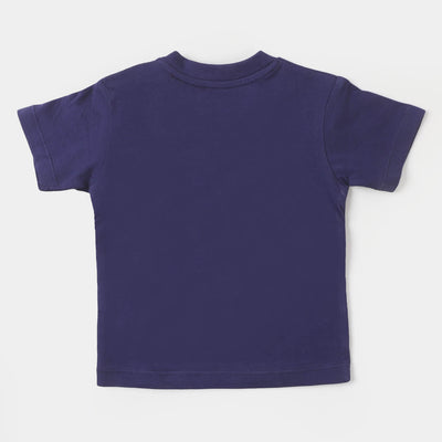 Infant Girls Slub T-Shirt  - Navy Blue