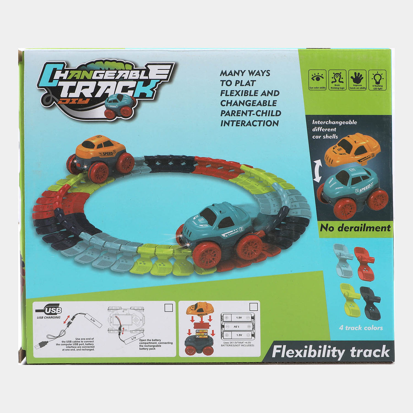 Changeable Track with LED Light-Up Race Car Racing Track Set