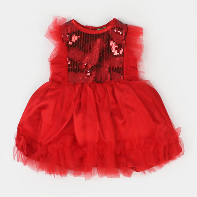 Infant Girls Fancy Frock Rose Marie - Red