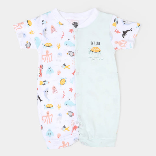 Infant Boys Cotton Romper Marine - White/Blue