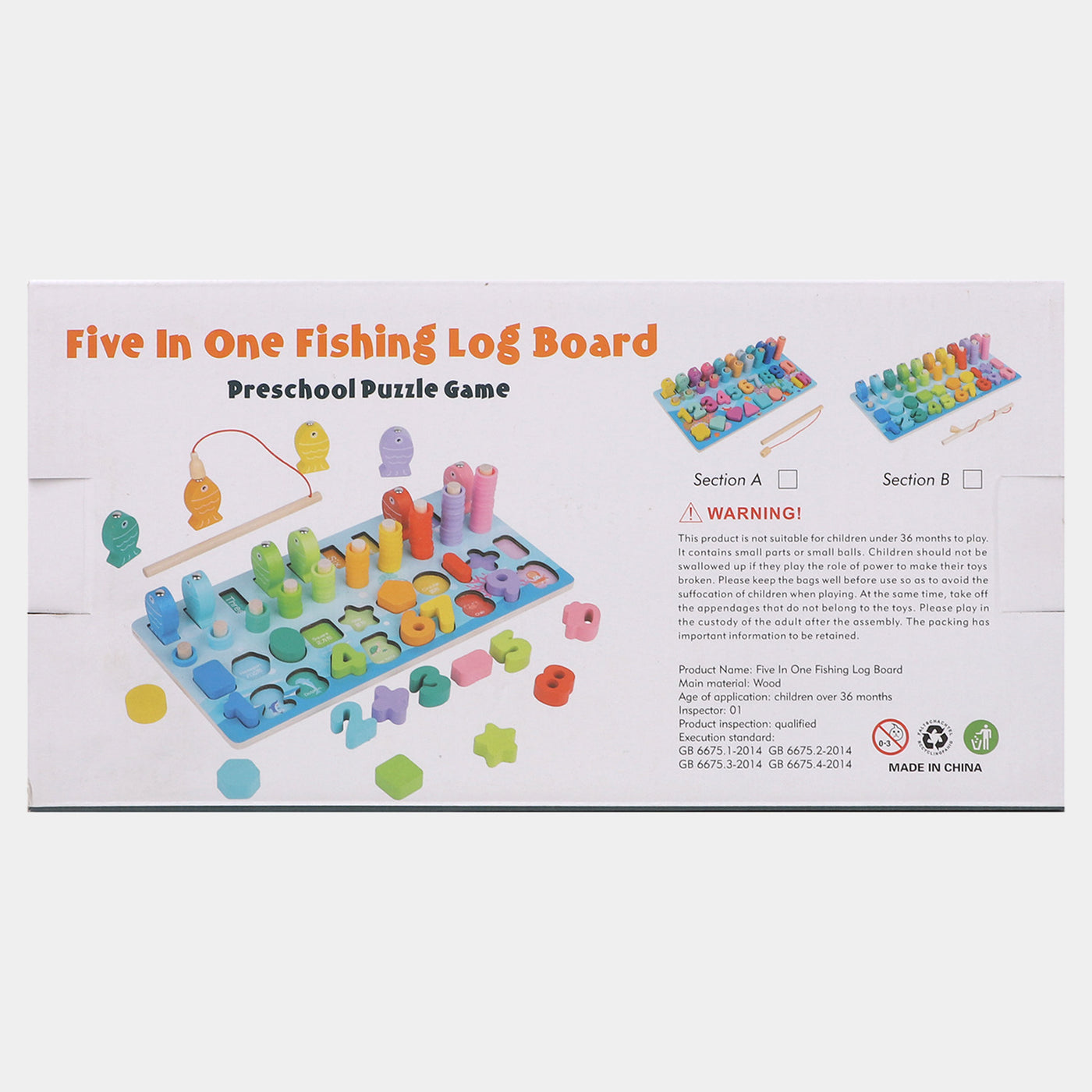 Educational Five In One Fishing Log Board Toy