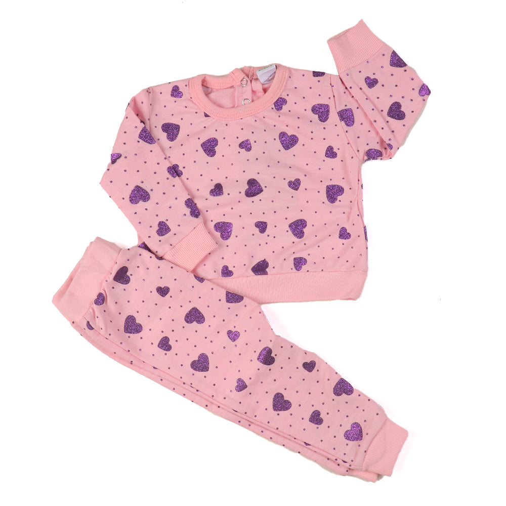 Star Giliter Knitted  Suit For Girls - Pink