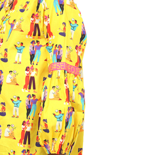 Girls Siblings Casual Top- Yellow
