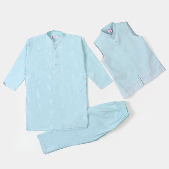 Boys Printed 3 Pcs Suit Mint Julip-LT.Blue