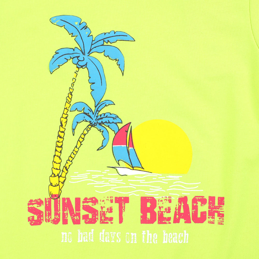 Girls T-Shirt Sunset Beach - Green