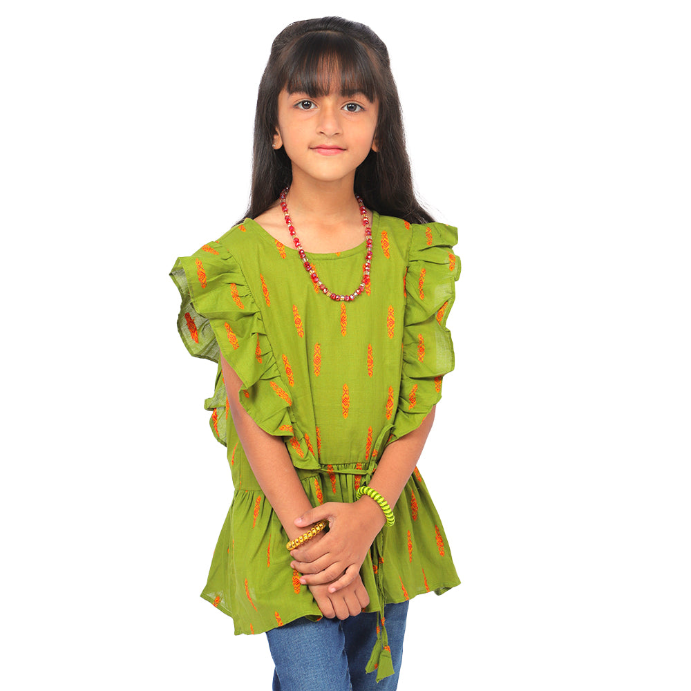 Girls Casual Top Olive Girl - Green