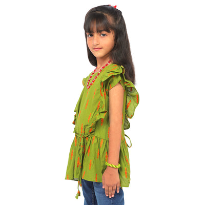 Girls Casual Top Olive Girl - Green