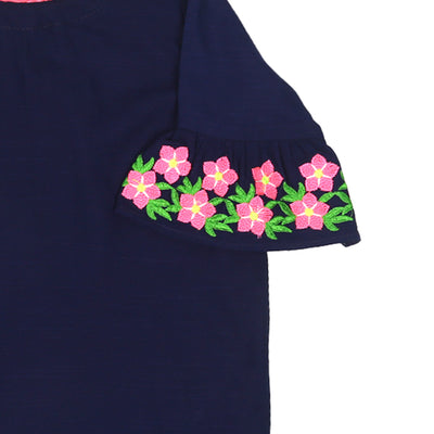 Girls Embroidery Top - Navy Blue