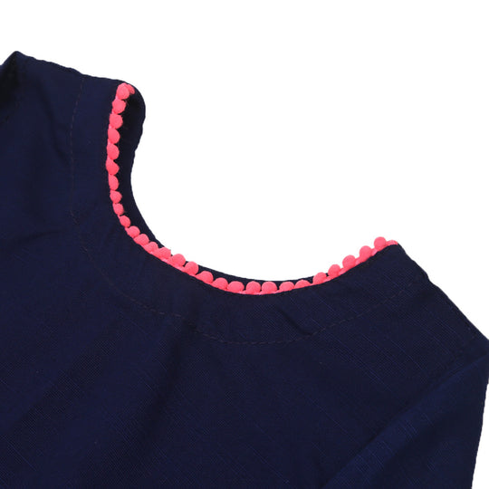 Girls Embroidery Top - Navy Blue