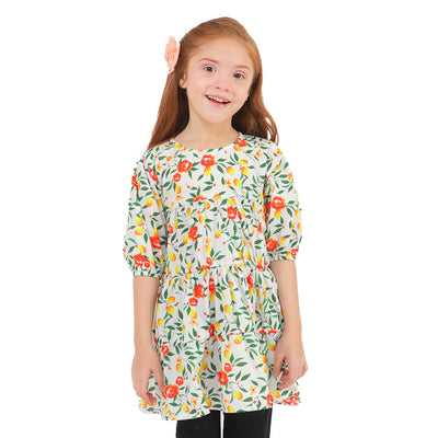 Girls Digital Print Kurti Lemon Bunches - Multi