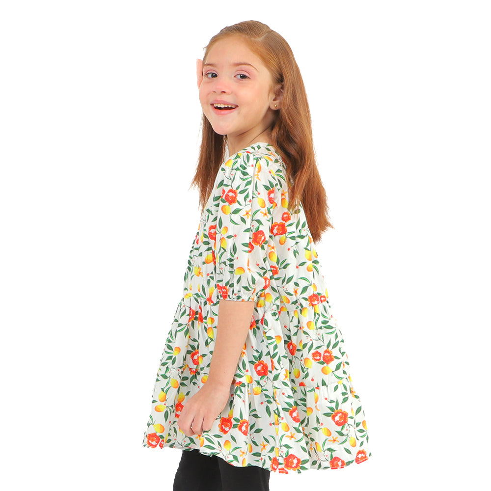 Girls Digital Print Kurti Lemon Bunches - Multi