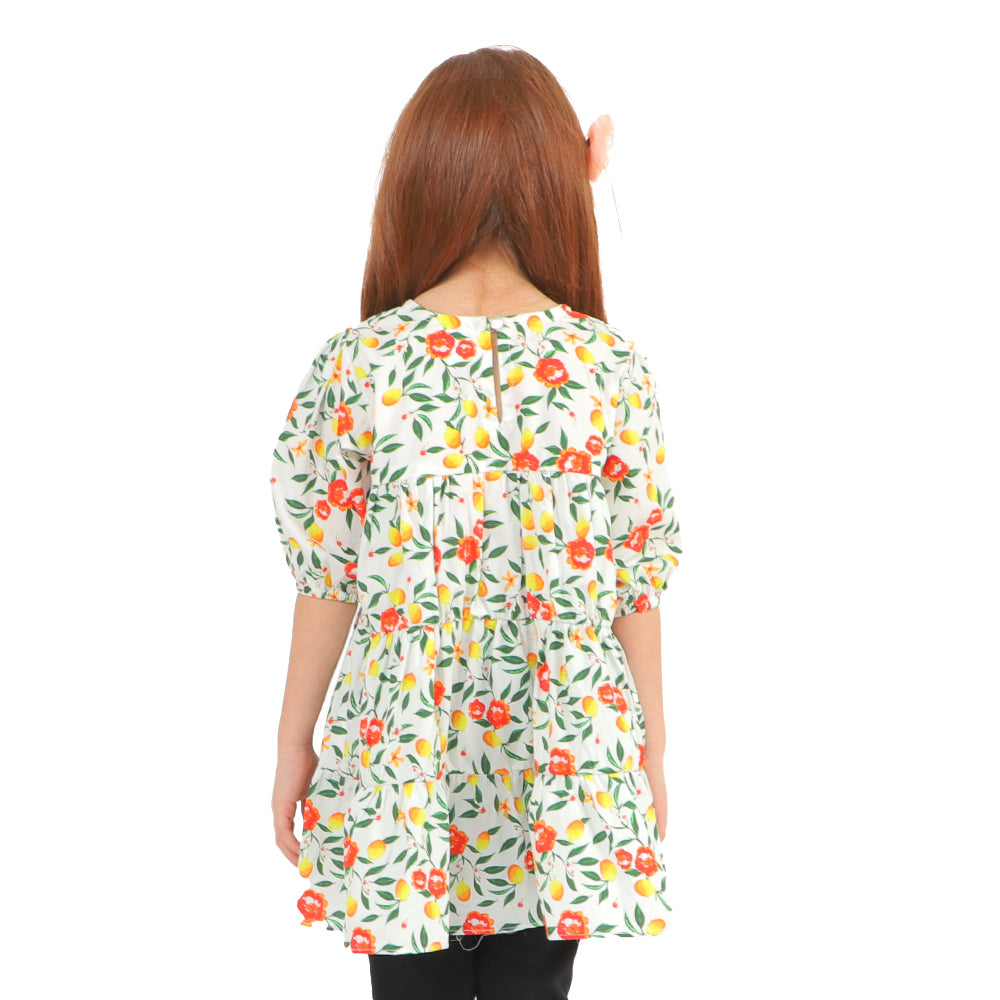 Girls Digital Print Kurti Lemon Bunches - Multi