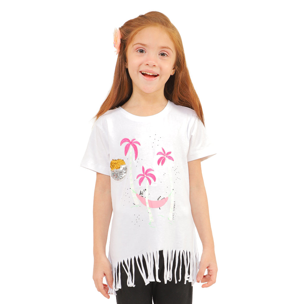 Girls T-Shirt Cool Summer - White