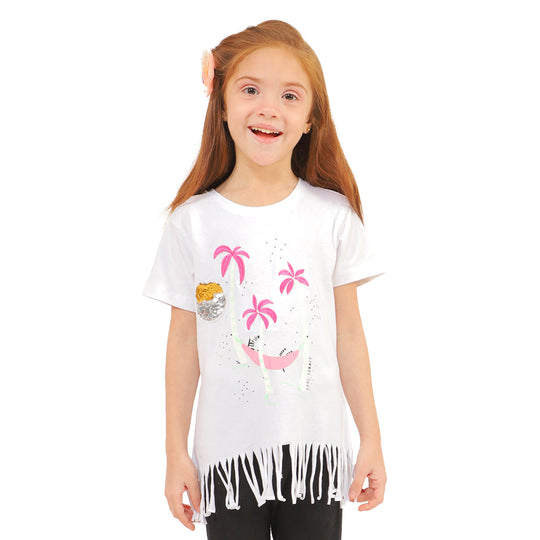 Girls T-Shirt Cool Summer - White