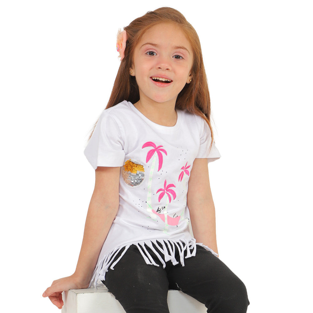 Girls T-Shirt Cool Summer - White