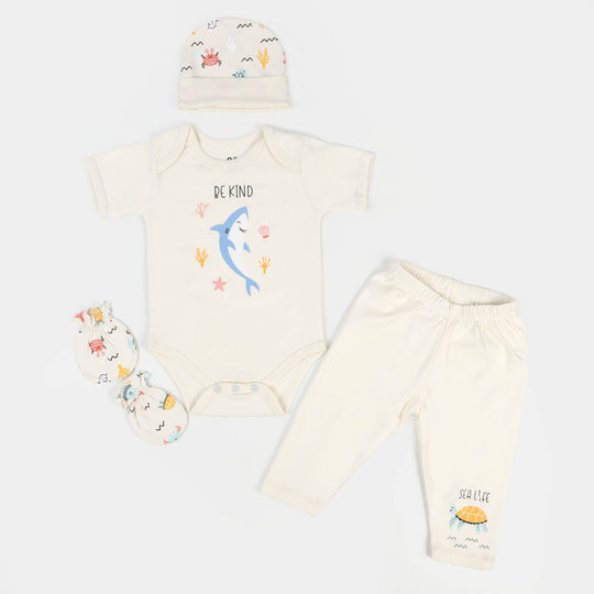 4 PCS Infant Boy Set Marine |  Cream