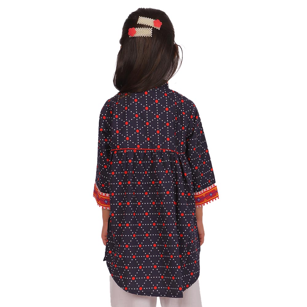 Girls Digital Print Kurti Circle Girl - Navy