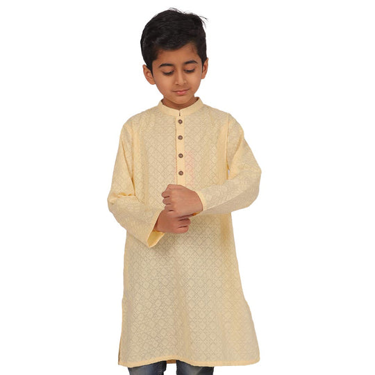 Boys Chicken Kurta - Yellow