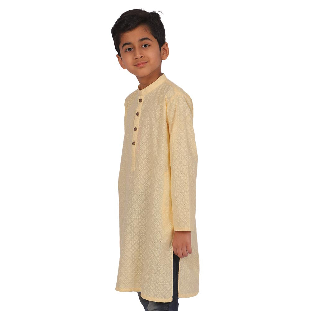 Boys Chicken Kurta - Yellow