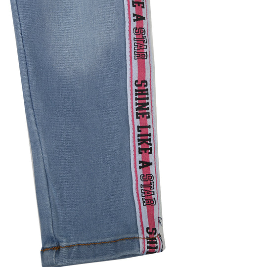 Girls Pant Denim Shine Like Tape - Lt-Blue