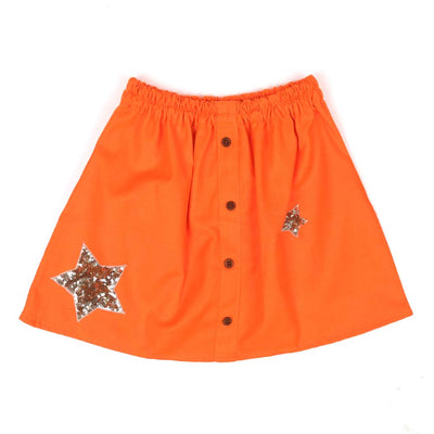 Girls Skirt  Neon Star Applique - Neon Orange