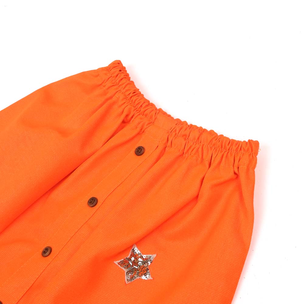 Girls Skirt  Neon Star Applique - Neon Orange