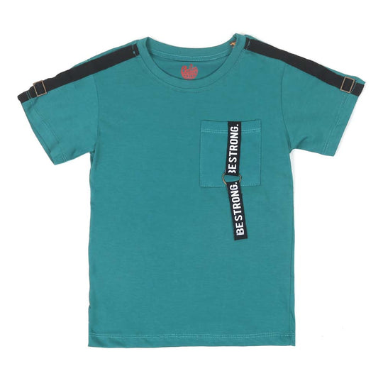 Boys T-Shirt Be Strong - Teal Green