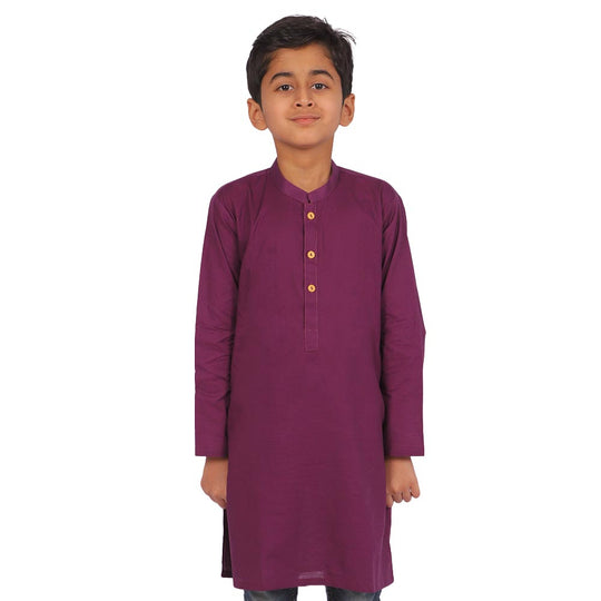 Boys Basic Kurta Jacquard - Purple