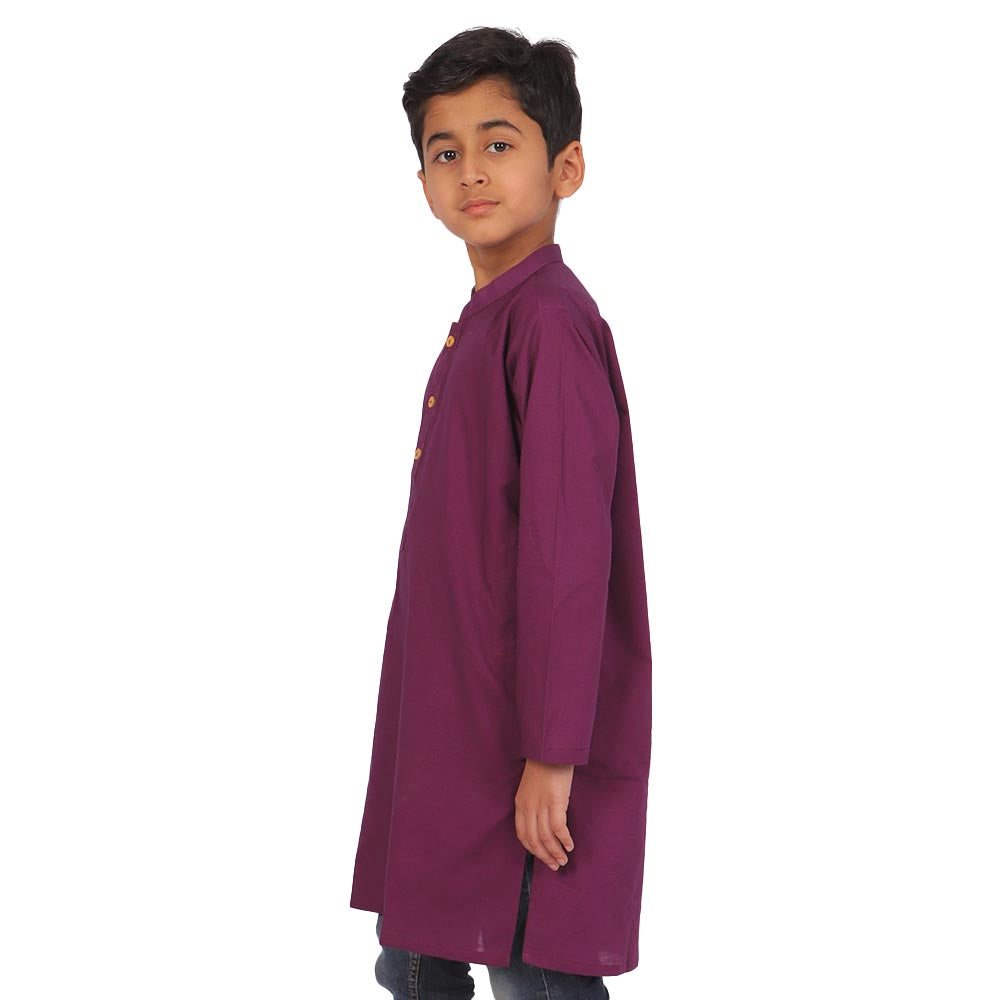 Boys Basic Kurta Jacquard - Purple