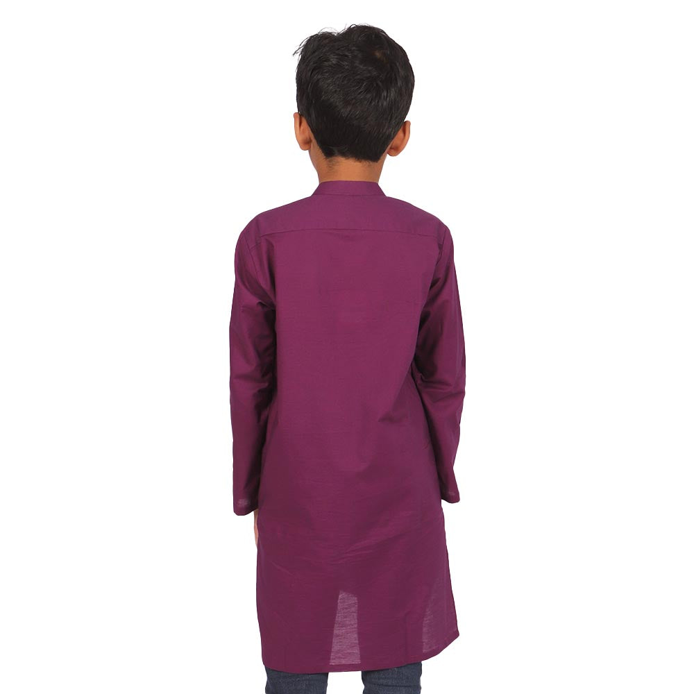 Boys Basic Kurta Jacquard - Purple