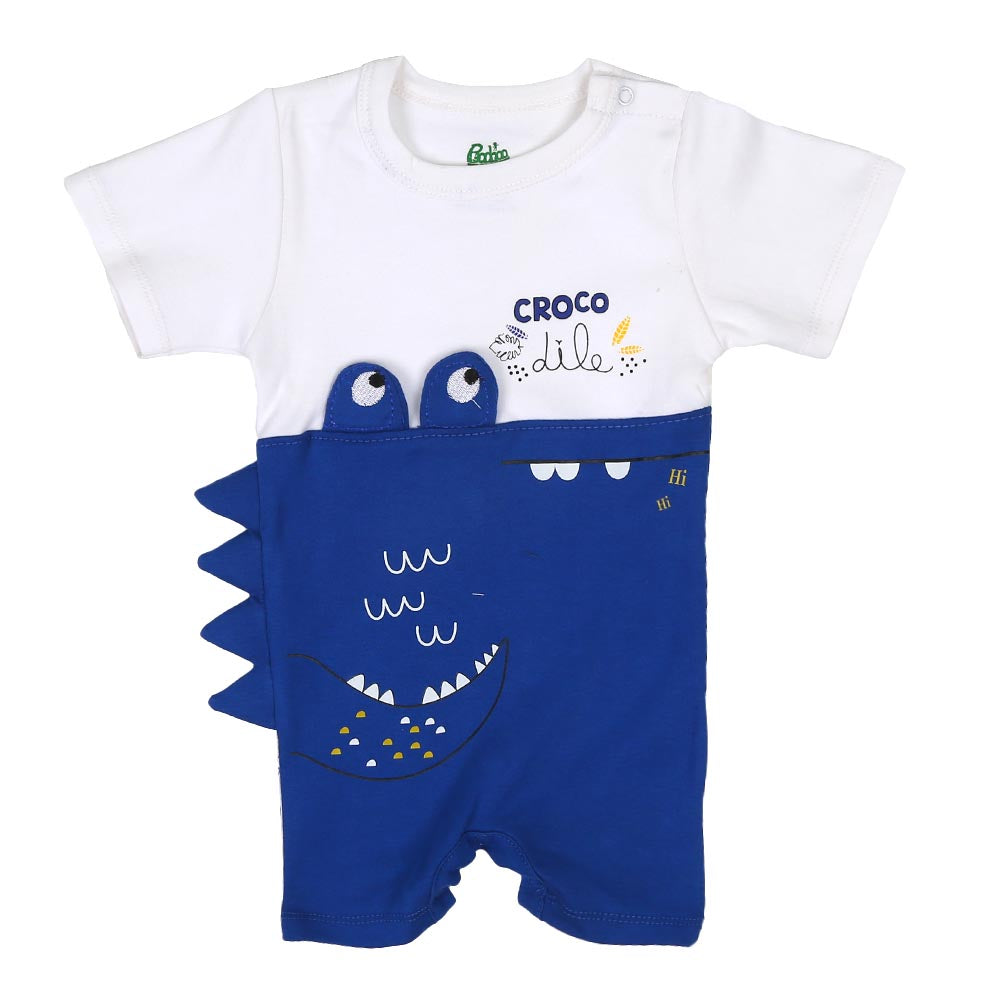 Infant Boys Romper Croco - White/Blue