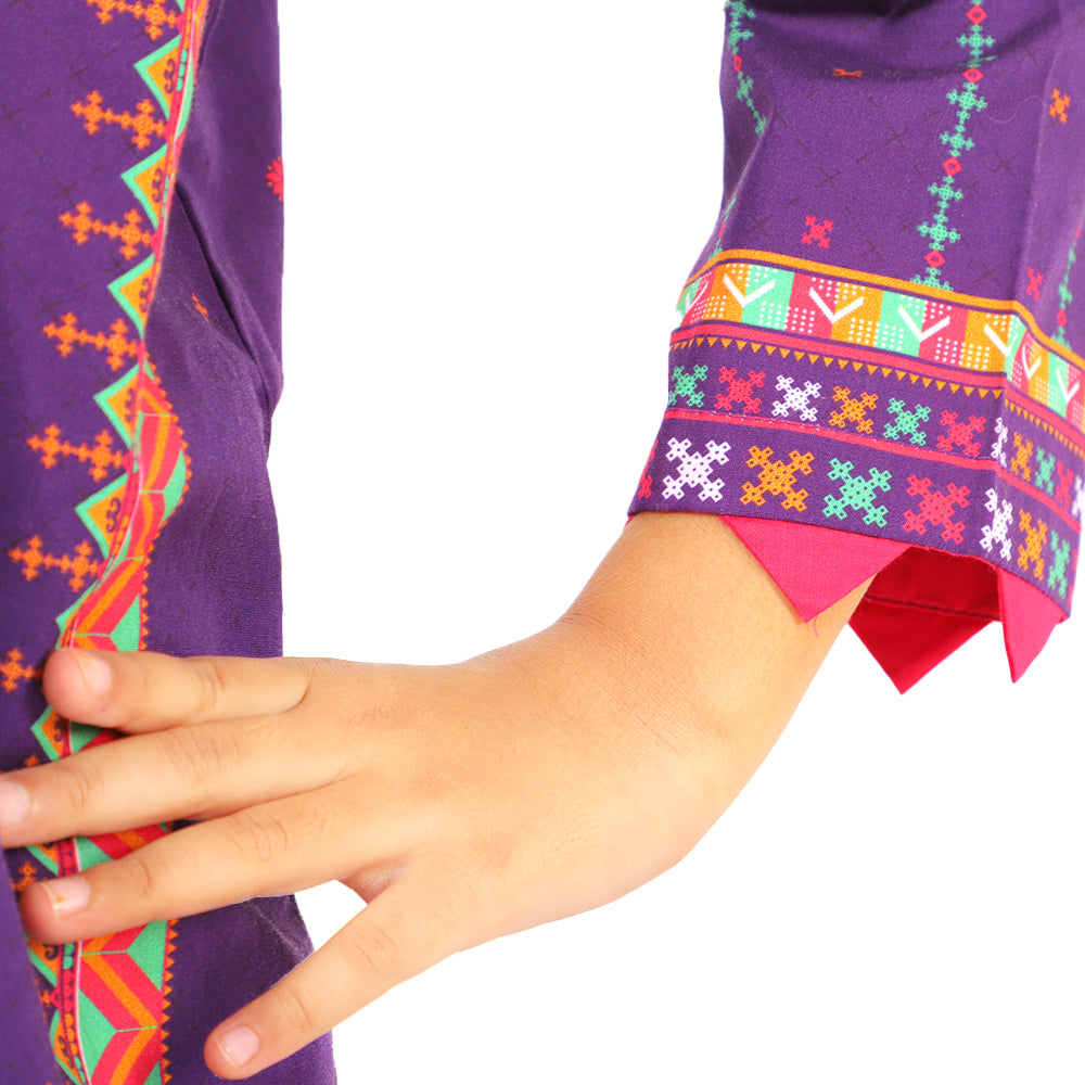 Girls Digital Print Kurti Silence - Purple