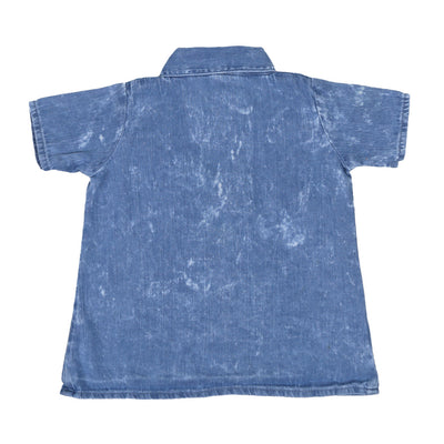 Infant Girls Top Denim Rainbow Emb - Ice Blue