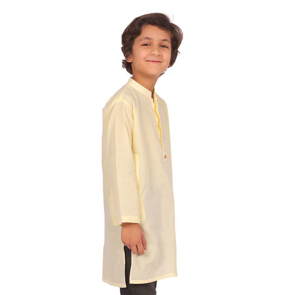 Boys Basic Kurta - Lime Yellow