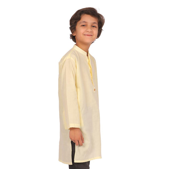 Boys Basic Kurta - Lime Yellow