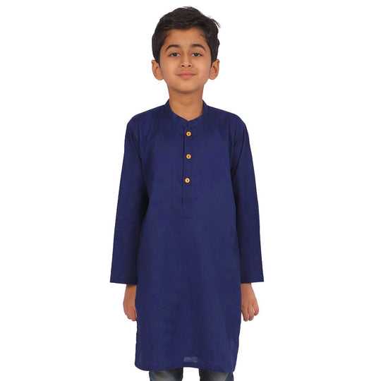 Boys Basic Kurta Jacquard - Navy