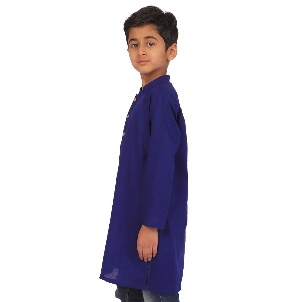 Boys Basic Kurta Jacquard - Navy