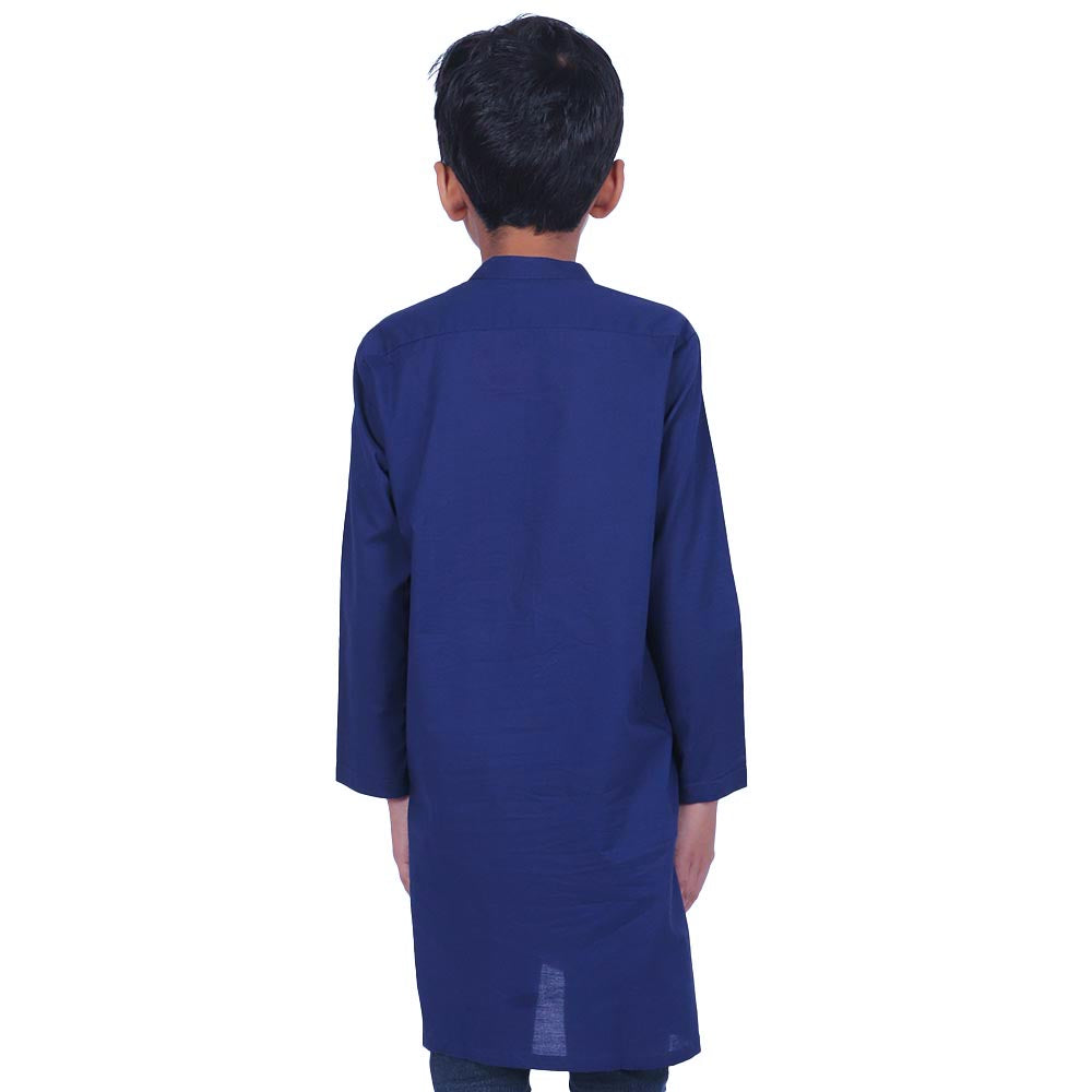 Boys Basic Kurta Jacquard - Navy