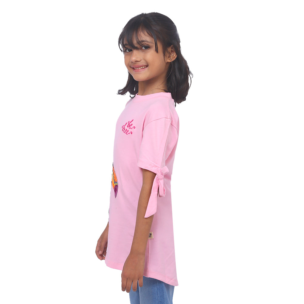 Girls T-Shirt H/S Applique - Pink A Boo