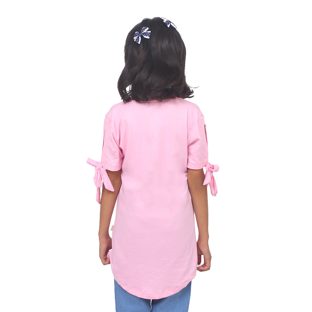 Girls T-Shirt H/S Applique - Pink A Boo