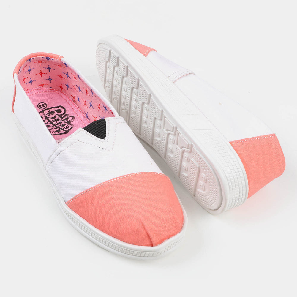 Girls Loafer Flat Shoes GF-1 - White/Pink