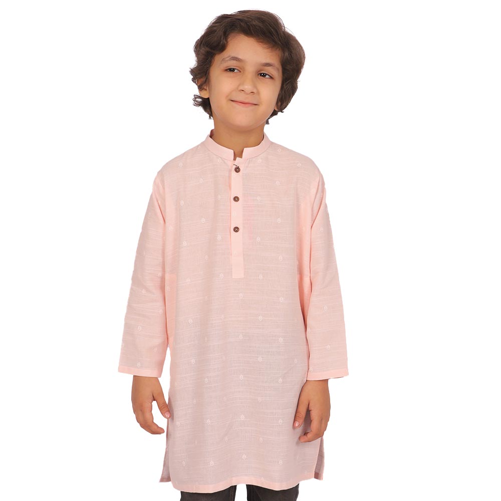 Boys Printed Kurta Victoria-Baby Pink