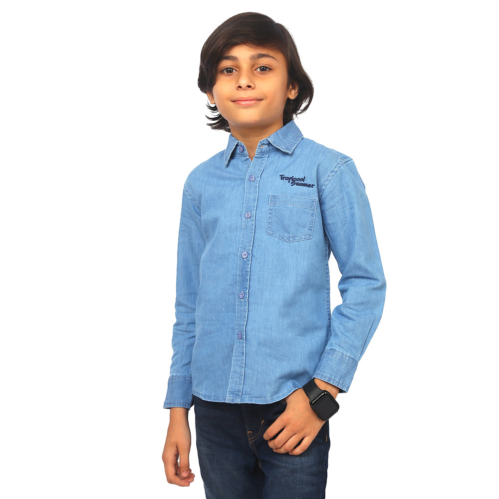 Boys Shirt Denim Summer - Ice Blue