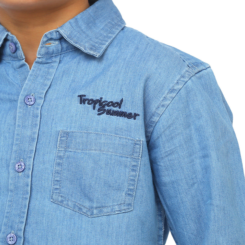 Boys Shirt Denim Summer - Ice Blue