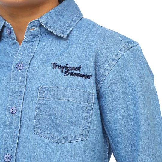 Boys Shirt Denim Summer - Ice Blue
