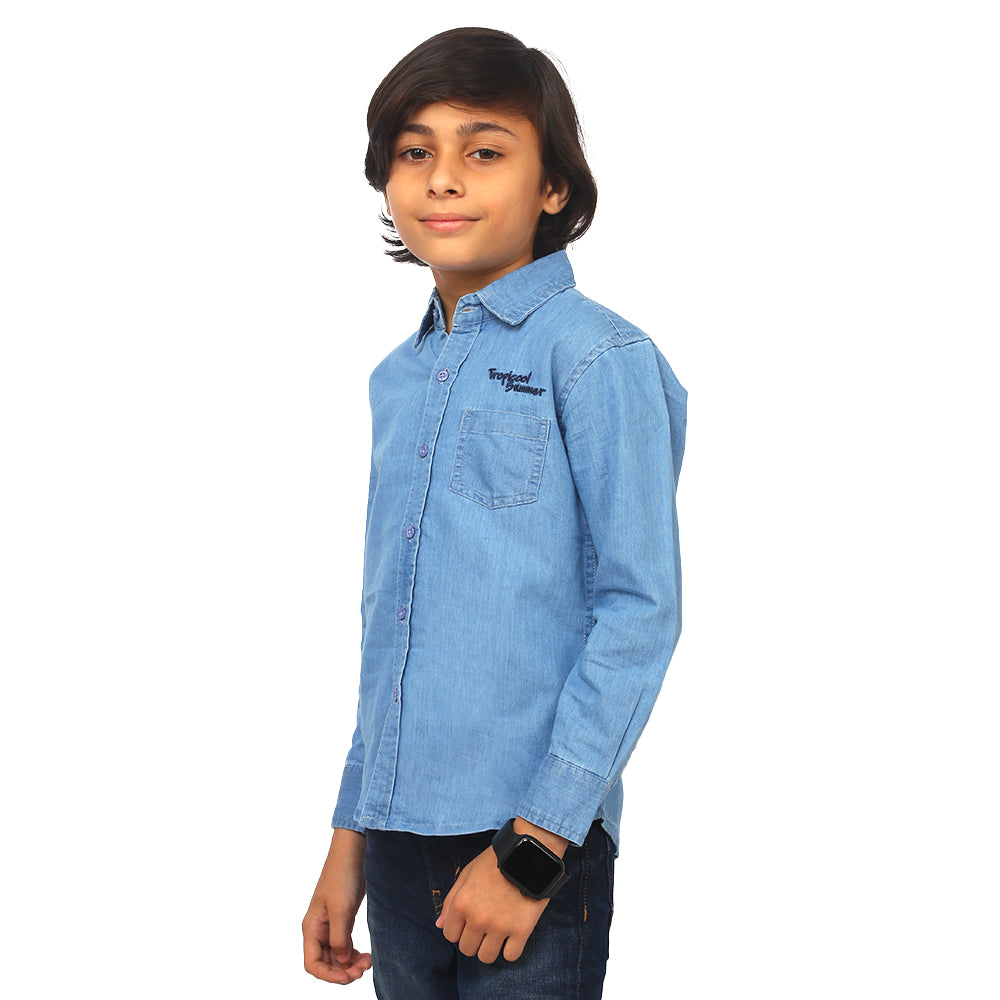 Boys Shirt Denim Summer - Ice Blue