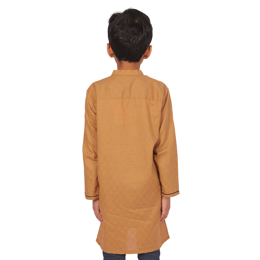 Boys Jacquard Kurta Sand - Brown