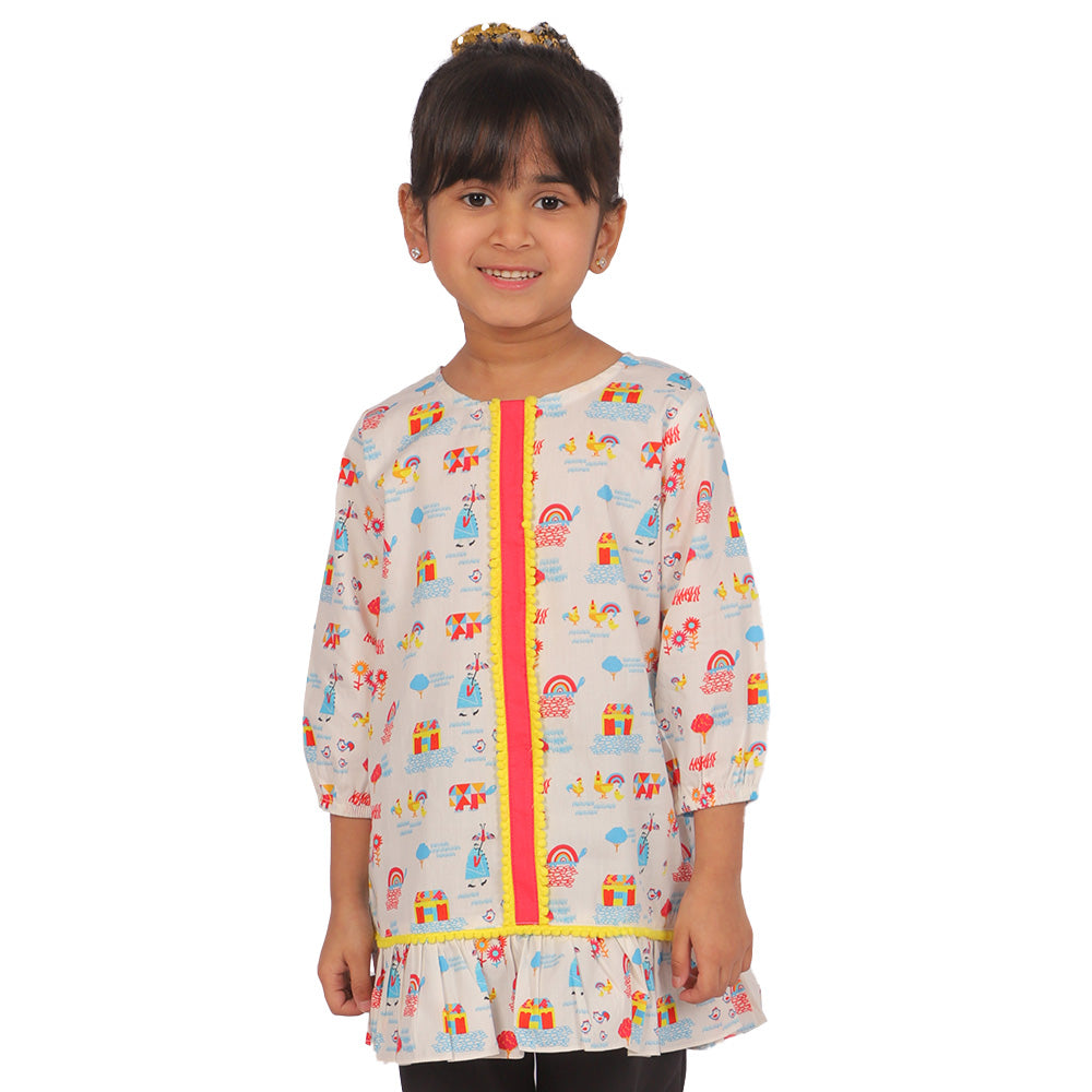 Girls Digital Print Kurti -Multi