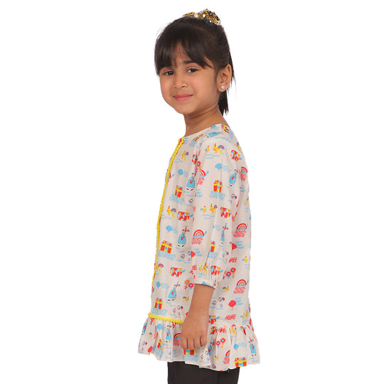 Girls Digital Print Kurti -Multi