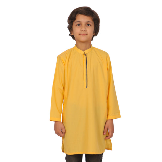 Boys Kurta Placket - Yellow